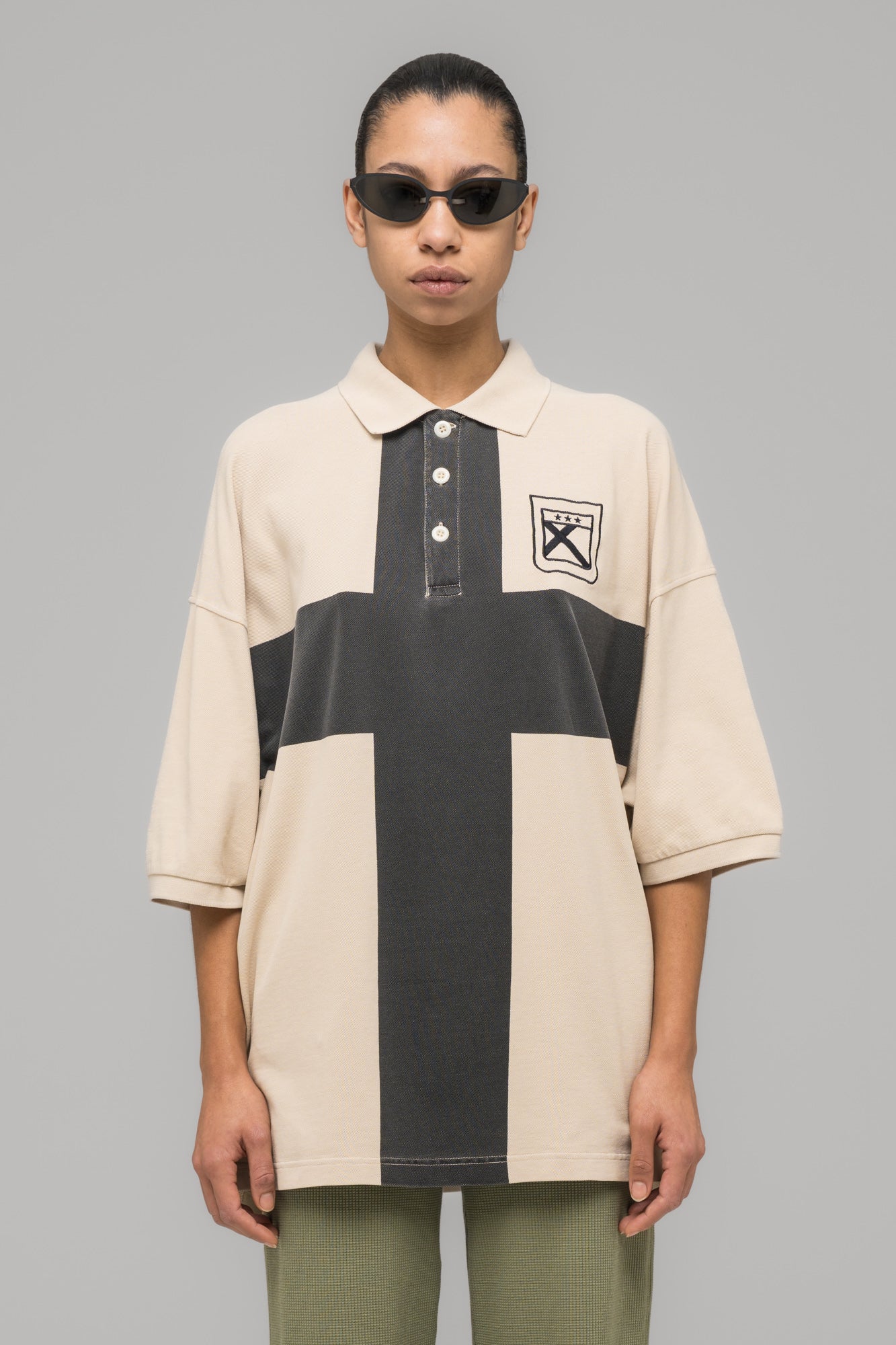 "FAINTING CROSS" OVERSIZED POLO SHIRT - Image 3