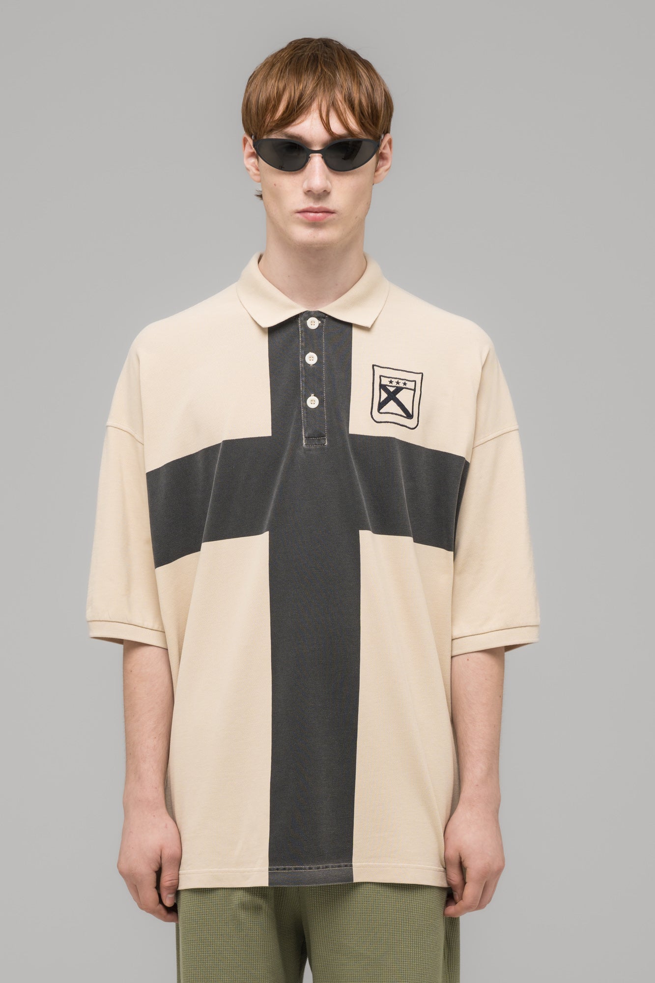 "FAINTING CROSS" OVERSIZED POLO SHIRT - Image 3