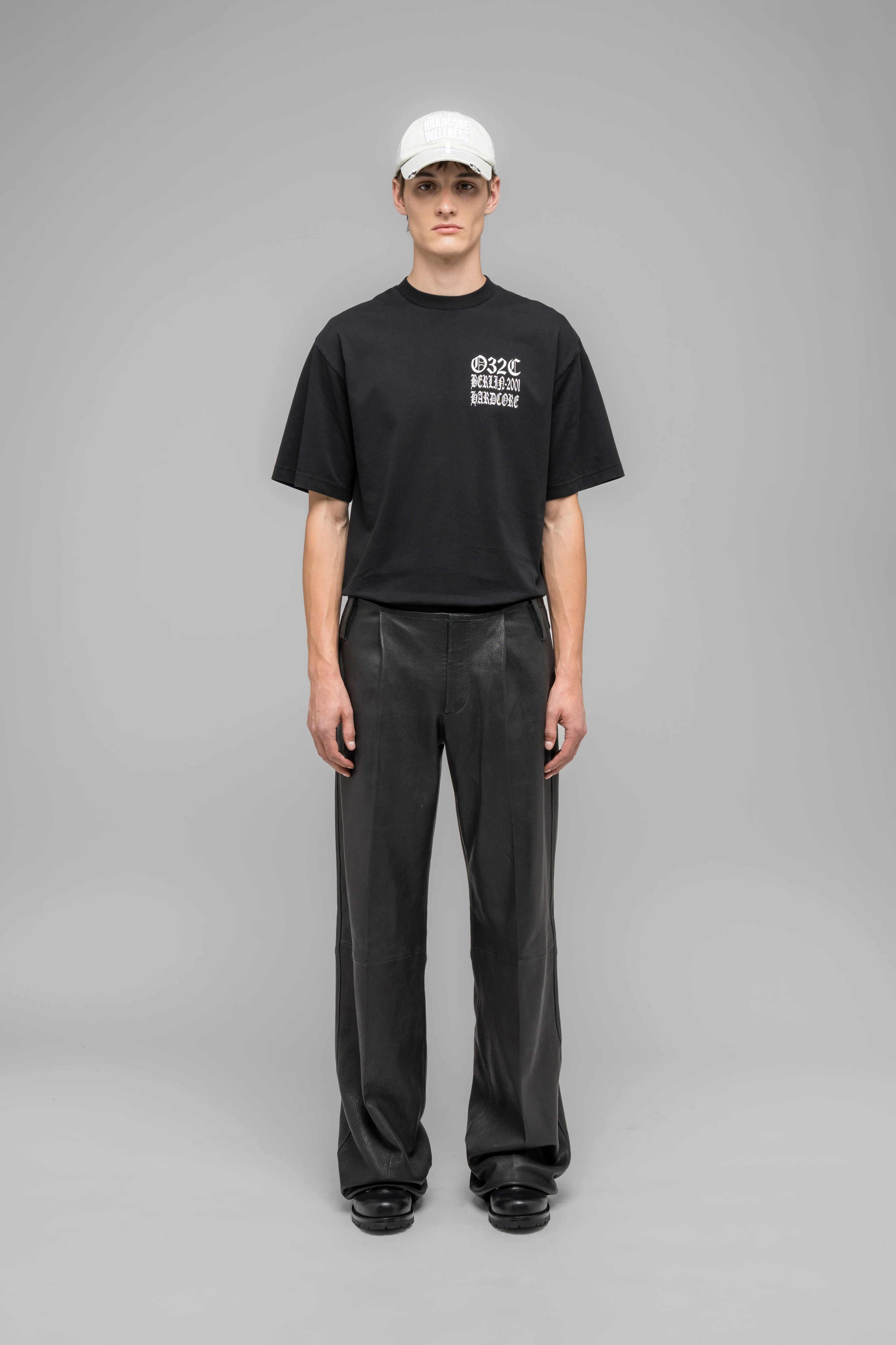 LEATHER WIDE LEG TROUSERS
