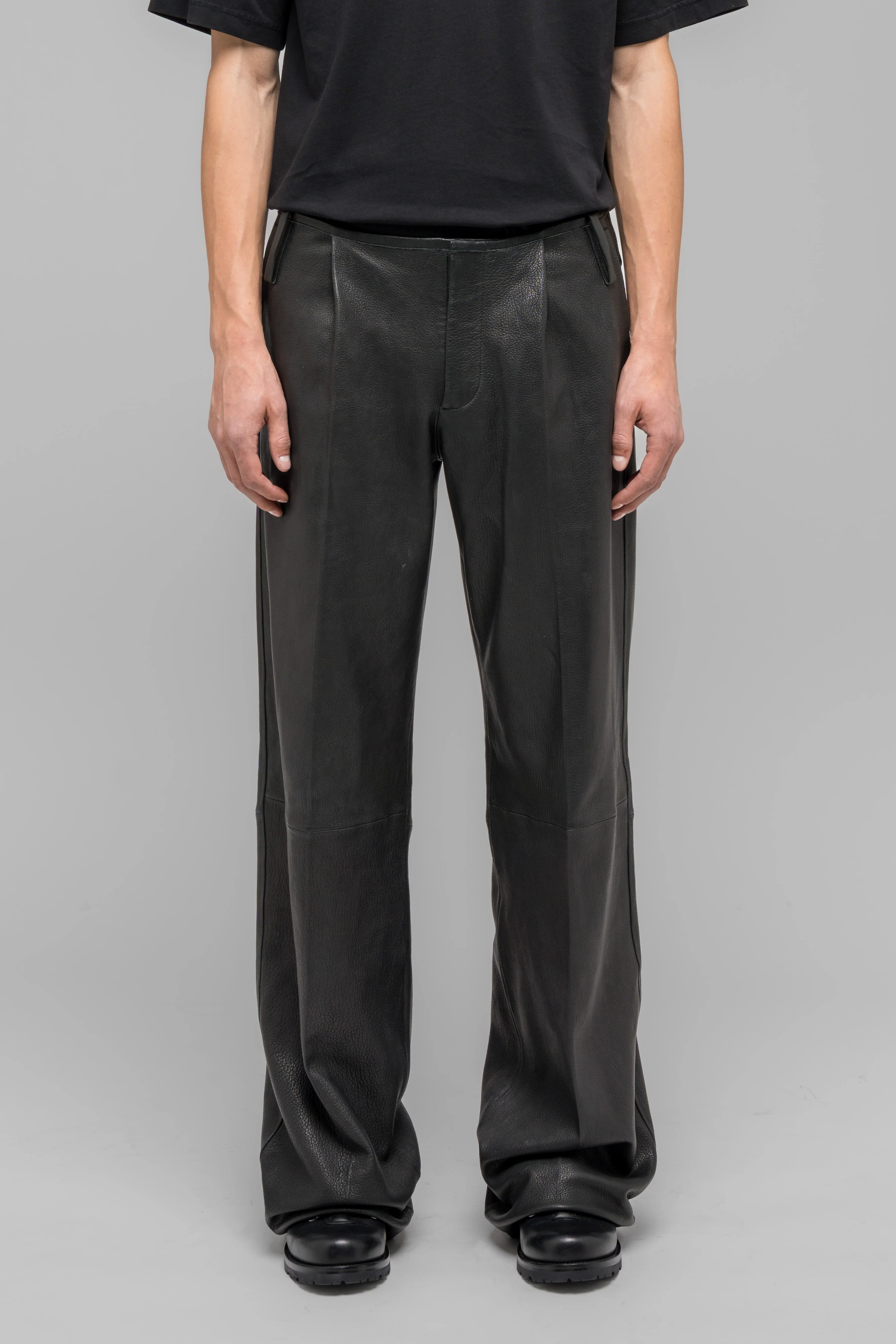 LEATHER WIDE LEG TROUSERS - Image 3