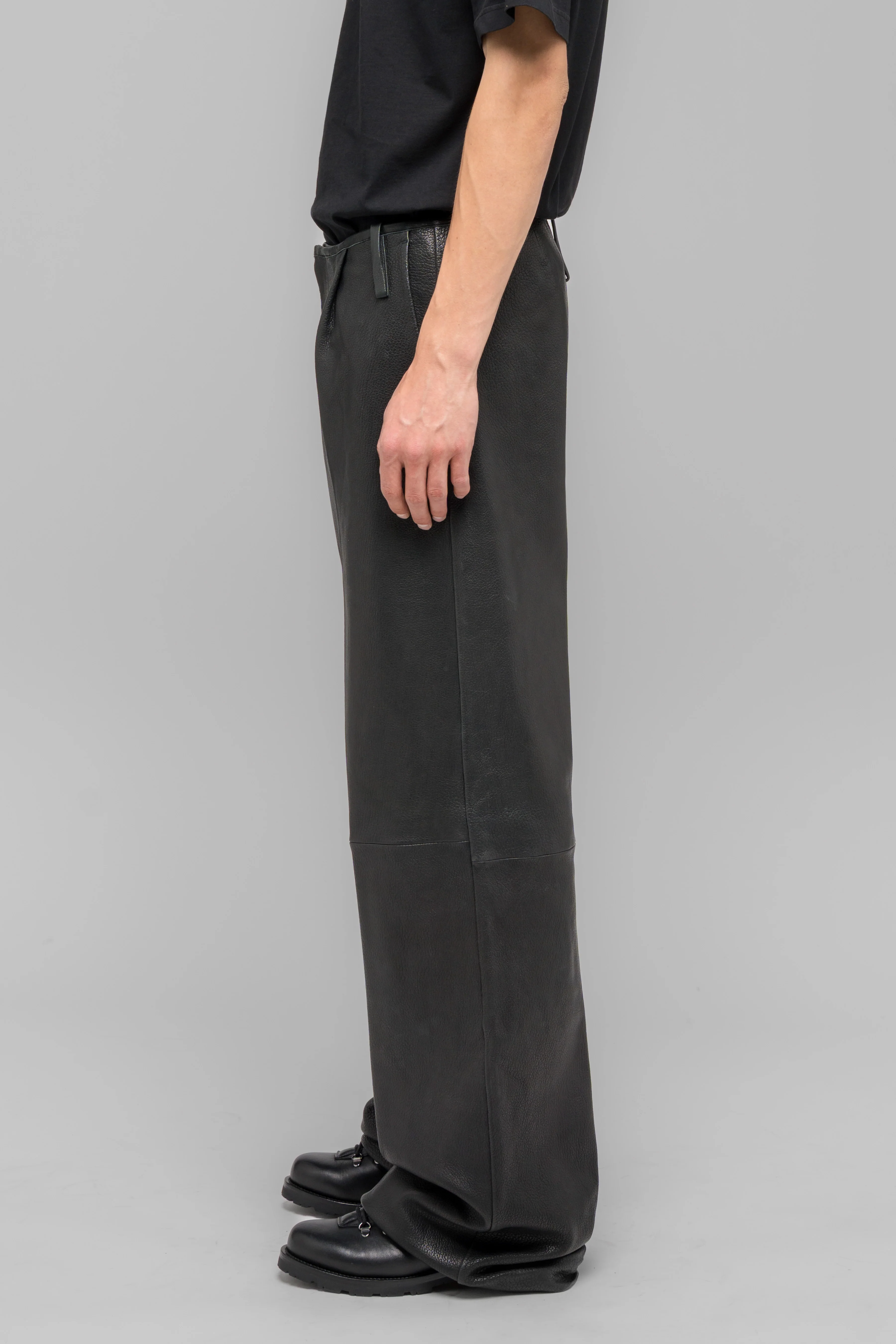 LEATHER WIDE LEG TROUSERS - Image 4