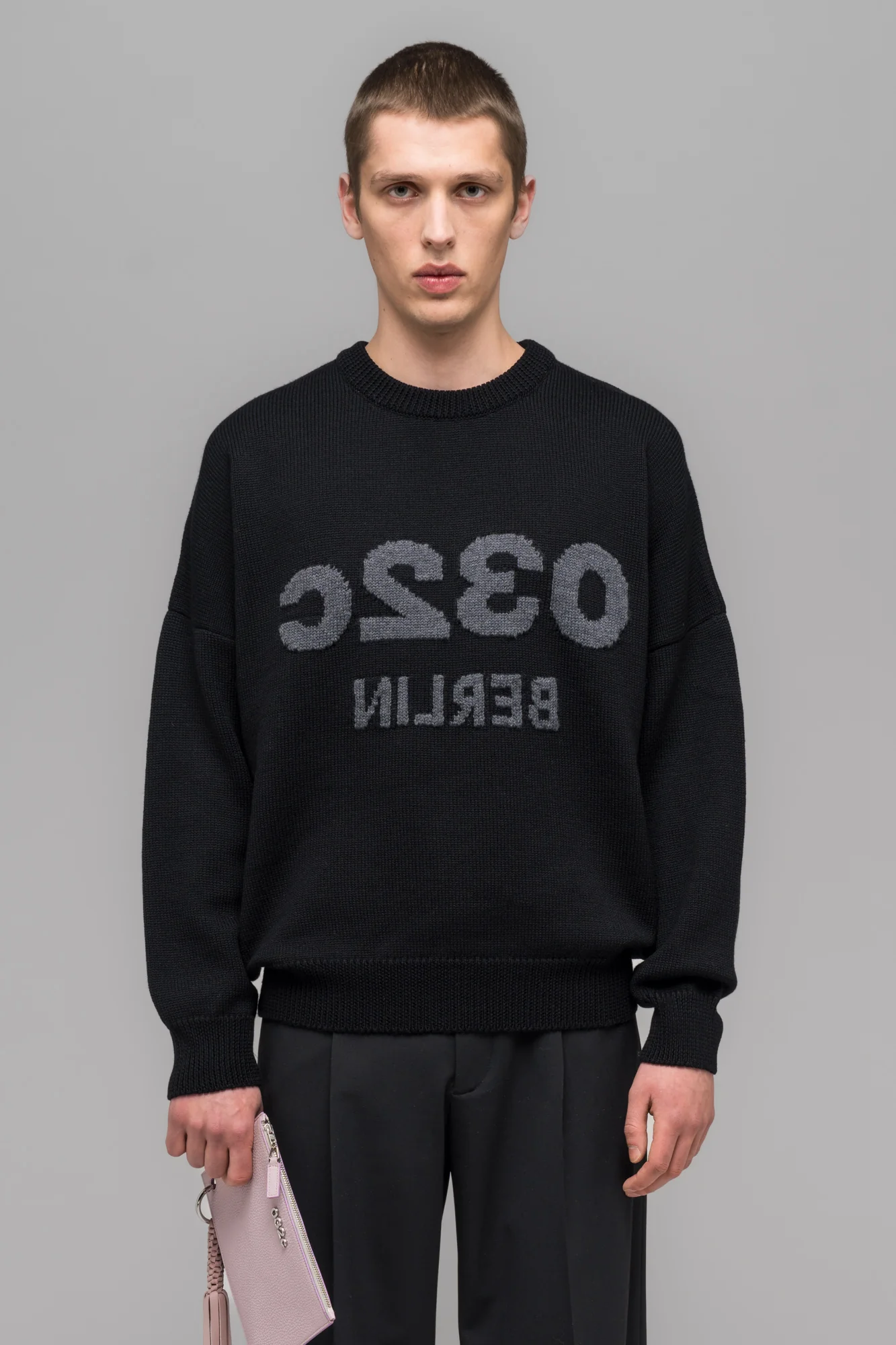 "SELFIE" SWEATER BLACK/BLACK MELANGE - Image 3