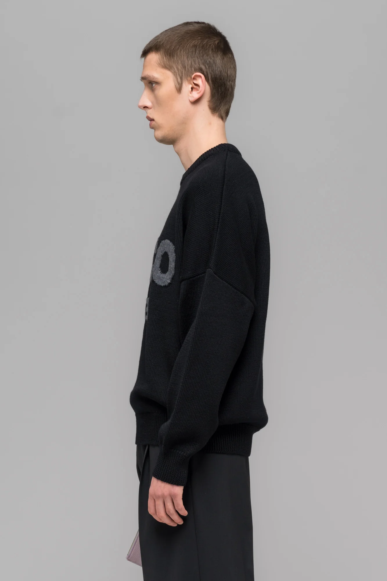 "SELFIE" SWEATER BLACK/BLACK MELANGE - Image 4