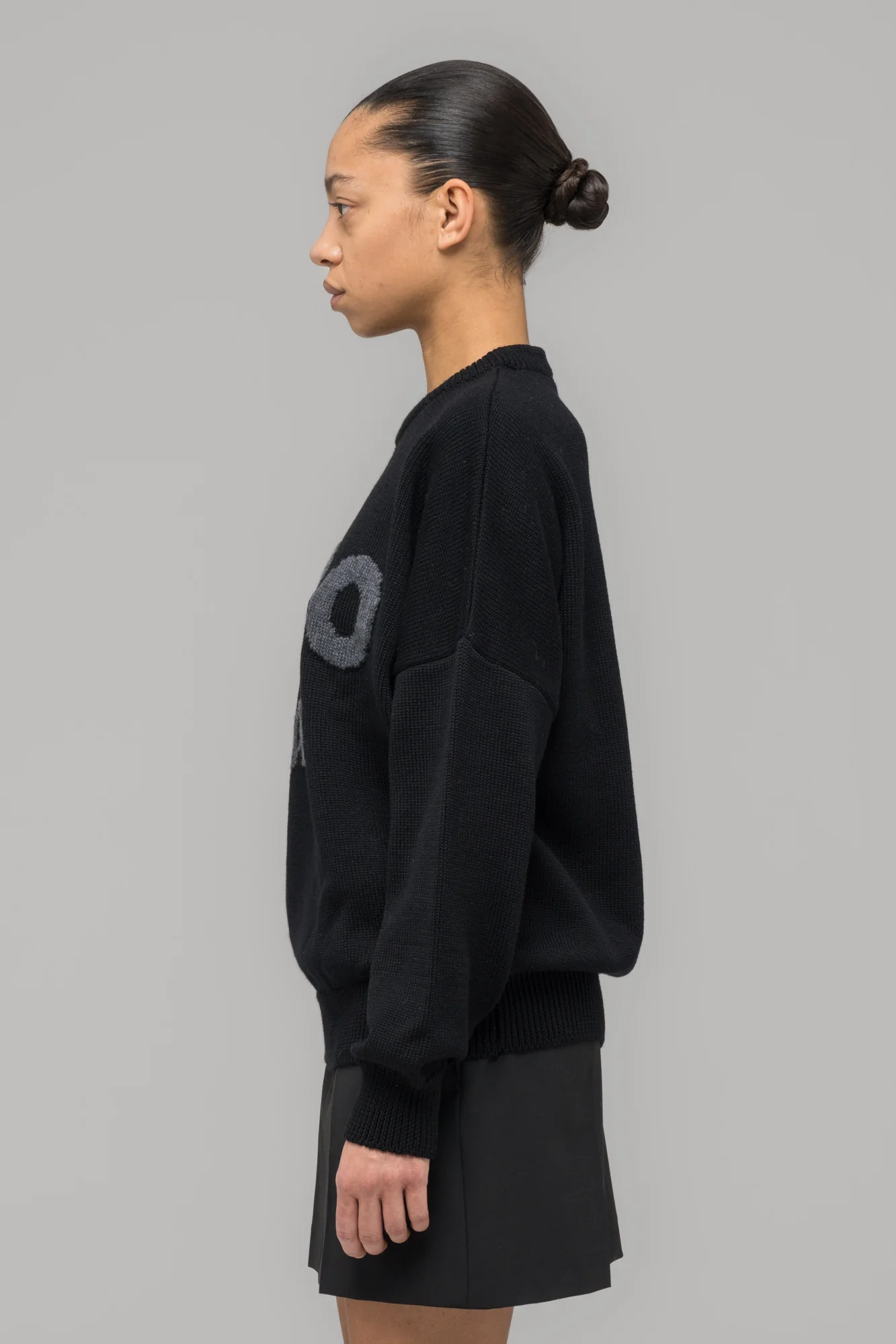 "SELFIE" SWEATER BLACK/BLACK MELANGE - Image 4